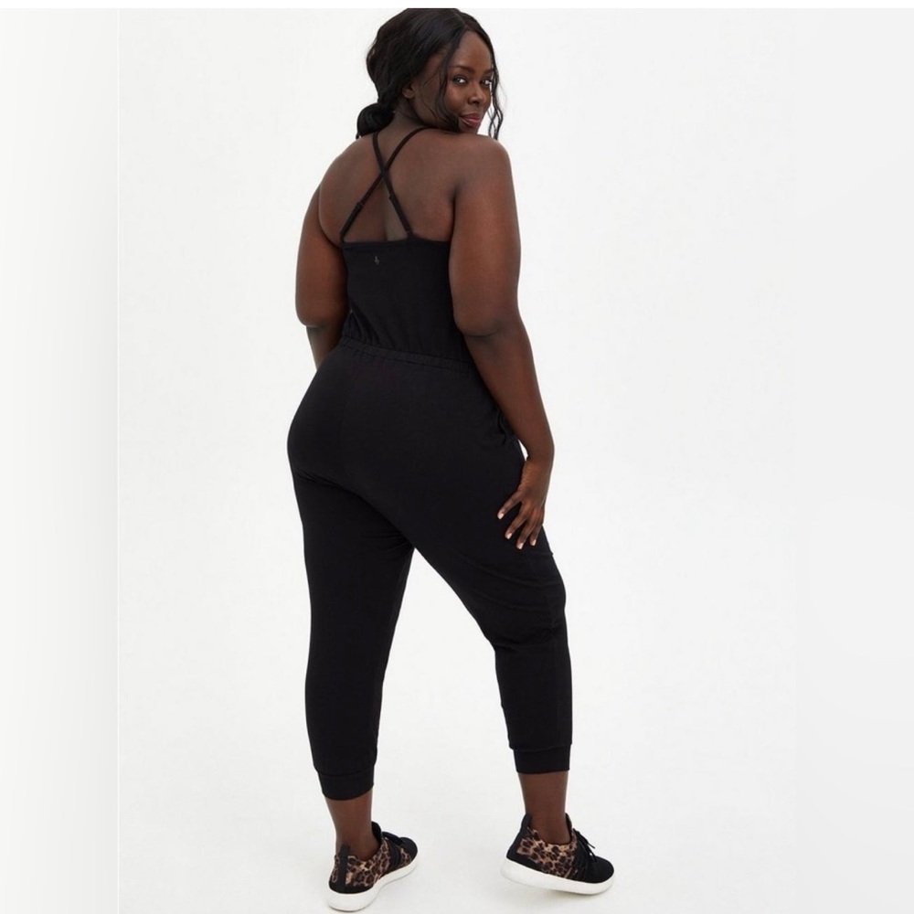 Cross back black active Torrid jumpsuit